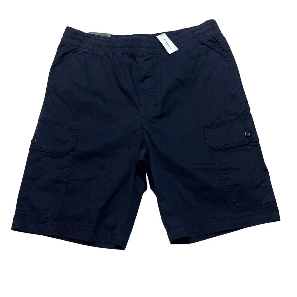 Banana Republic Cargo Shorts Mens M Preppy Navy 10 Inch Lightweight Elastic